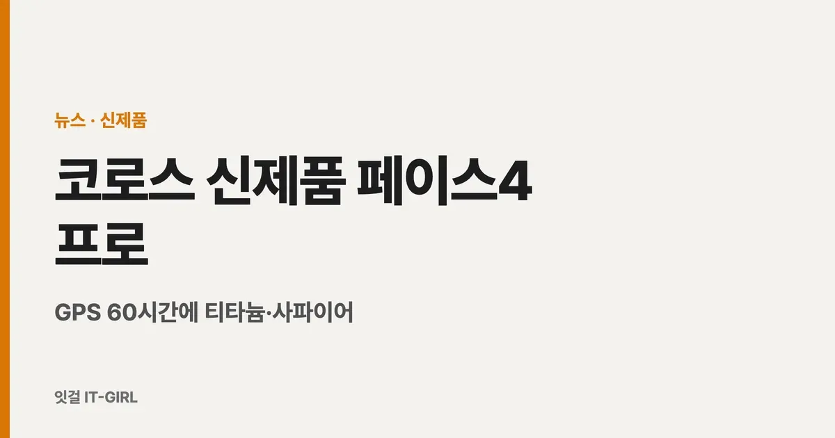 코로스 신제품 페이스4 프로, GPS 60시간에 티타늄·사파이어 (국내 가격 미정)